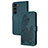 Custodia Portafoglio In Pelle Fiori Cover con Supporto Y01X per Samsung Galaxy S22 5G Verde