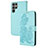 Custodia Portafoglio In Pelle Fiori Cover con Supporto Y01X per Samsung Galaxy S23 Ultra 5G Azzurro