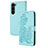 Custodia Portafoglio In Pelle Fiori Cover con Supporto Y01X per Samsung Galaxy S24 5G Azzurro