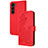 Custodia Portafoglio In Pelle Fiori Cover con Supporto Y01X per Samsung Galaxy S24 5G Rosso