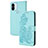 Custodia Portafoglio In Pelle Fiori Cover con Supporto Y01X per Xiaomi Redmi A1 Plus Azzurro