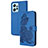 Custodia Portafoglio In Pelle Fiori Cover con Supporto Y01X per Xiaomi Redmi Note 12 4G Blu