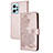 Custodia Portafoglio In Pelle Fiori Cover con Supporto Y01X per Xiaomi Redmi Note 12 4G Oro Rosa