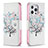 Custodia Portafoglio In Pelle Fiori Cover con Supporto Z02 per Apple iPhone 14 Pro Max Multicolore