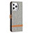 Custodia Portafoglio In stoffa con Supporto per Apple iPhone 15 Pro Max Grigio