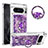 Custodia Silicone Cover Morbida Bling-Bling con Anello Supporto S01 per Google Pixel 8 Pro 5G Viola