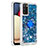 Custodia Silicone Cover Morbida Bling-Bling con Anello Supporto S01 per Samsung Galaxy A02s Blu