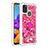 Custodia Silicone Cover Morbida Bling-Bling con Anello Supporto S01 per Samsung Galaxy A21s Rosa Caldo
