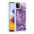 Custodia Silicone Cover Morbida Bling-Bling con Anello Supporto S01 per Samsung Galaxy A22 5G Viola