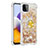 Custodia Silicone Cover Morbida Bling-Bling con Anello Supporto S01 per Samsung Galaxy A22s 5G Oro