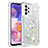 Custodia Silicone Cover Morbida Bling-Bling con Anello Supporto S01 per Samsung Galaxy A23 4G Argento