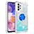 Custodia Silicone Cover Morbida Bling-Bling con Anello Supporto S01 per Samsung Galaxy A23 4G Ciano
