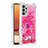 Custodia Silicone Cover Morbida Bling-Bling con Anello Supporto S01 per Samsung Galaxy A32 5G Rosa Caldo