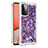 Custodia Silicone Cover Morbida Bling-Bling con Anello Supporto S01 per Samsung Galaxy A72 4G Viola