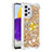 Custodia Silicone Cover Morbida Bling-Bling con Anello Supporto S01 per Samsung Galaxy A73 5G Oro