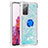 Custodia Silicone Cover Morbida Bling-Bling con Anello Supporto S01 per Samsung Galaxy S20 FE 5G Cielo Blu