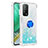 Custodia Silicone Cover Morbida Bling-Bling con Anello Supporto S01 per Xiaomi Mi 10T 5G Cielo Blu