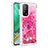 Custodia Silicone Cover Morbida Bling-Bling con Anello Supporto S01 per Xiaomi Mi 10T 5G Rosa Caldo