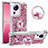 Custodia Silicone Cover Morbida Bling-Bling con Anello Supporto S01 per Xiaomi Mi 13 Lite 5G Rosso