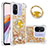 Custodia Silicone Cover Morbida Bling-Bling con Anello Supporto S01 per Xiaomi Redmi 12C 4G Oro