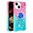 Custodia Silicone Cover Morbida Bling-Bling con Anello Supporto S02 per Apple iPhone 13 Rosa