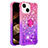 Custodia Silicone Cover Morbida Bling-Bling con Anello Supporto S02 per Apple iPhone 14 Rosa Caldo