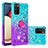 Custodia Silicone Cover Morbida Bling-Bling con Anello Supporto S02 per Samsung Galaxy A03s