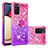 Custodia Silicone Cover Morbida Bling-Bling con Anello Supporto S02 per Samsung Galaxy A03s