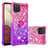 Custodia Silicone Cover Morbida Bling-Bling con Anello Supporto S02 per Samsung Galaxy A12 5G Rosa Caldo