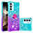 Custodia Silicone Cover Morbida Bling-Bling con Anello Supporto S02 per Samsung Galaxy A15 4G Cielo Blu