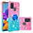 Custodia Silicone Cover Morbida Bling-Bling con Anello Supporto S02 per Samsung Galaxy A21s Rosa