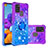 Custodia Silicone Cover Morbida Bling-Bling con Anello Supporto S02 per Samsung Galaxy A21s Viola