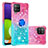 Custodia Silicone Cover Morbida Bling-Bling con Anello Supporto S02 per Samsung Galaxy A22 4G Rosa