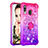 Custodia Silicone Cover Morbida Bling-Bling con Anello Supporto S02 per Samsung Galaxy A40 Rosa Caldo