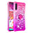 Custodia Silicone Cover Morbida Bling-Bling con Anello Supporto S02 per Samsung Galaxy A70S Rosa Caldo