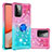 Custodia Silicone Cover Morbida Bling-Bling con Anello Supporto S02 per Samsung Galaxy A72 4G Rosa