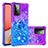 Custodia Silicone Cover Morbida Bling-Bling con Anello Supporto S02 per Samsung Galaxy A72 4G Viola