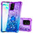 Custodia Silicone Cover Morbida Bling-Bling con Anello Supporto S02 per Samsung Galaxy A91 Viola