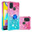 Custodia Silicone Cover Morbida Bling-Bling con Anello Supporto S02 per Samsung Galaxy M31 Prime Edition Rosa