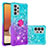 Custodia Silicone Cover Morbida Bling-Bling con Anello Supporto S02 per Samsung Galaxy M32 5G Cielo Blu