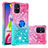 Custodia Silicone Cover Morbida Bling-Bling con Anello Supporto S02 per Samsung Galaxy M51 Rosa