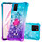 Custodia Silicone Cover Morbida Bling-Bling con Anello Supporto S02 per Samsung Galaxy M60s Cielo Blu