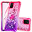 Custodia Silicone Cover Morbida Bling-Bling con Anello Supporto S02 per Samsung Galaxy M60s Rosa Caldo