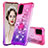 Custodia Silicone Cover Morbida Bling-Bling con Anello Supporto S02 per Samsung Galaxy S20 Rosa Caldo