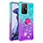 Custodia Silicone Cover Morbida Bling-Bling con Anello Supporto S02 per Xiaomi Mi 11T Pro 5G Cielo Blu