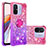 Custodia Silicone Cover Morbida Bling-Bling con Anello Supporto S02 per Xiaomi Poco C55 Rosa Caldo
