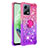 Custodia Silicone Cover Morbida Bling-Bling con Anello Supporto S02 per Xiaomi Redmi Note 12 5G Rosa Caldo