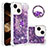 Custodia Silicone Cover Morbida Bling-Bling con Anello Supporto S03 per Apple iPhone 13 Viola