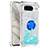 Custodia Silicone Cover Morbida Bling-Bling con Anello Supporto S03 per Google Pixel 8 5G Cielo Blu