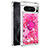 Custodia Silicone Cover Morbida Bling-Bling con Anello Supporto S03 per Google Pixel 8 Pro 5G Rosa Caldo